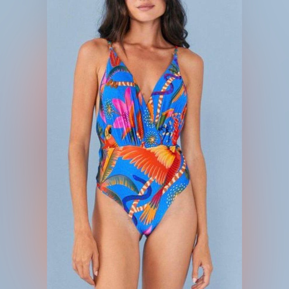Farm Rio Blue Macaw One Piece Swimsuit